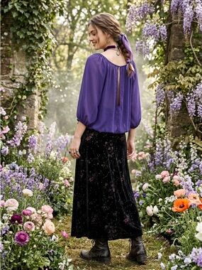 Rare Y2K H&M Purple Chiffon Milkmaid Top • Keyhole Back • Whimsigoth